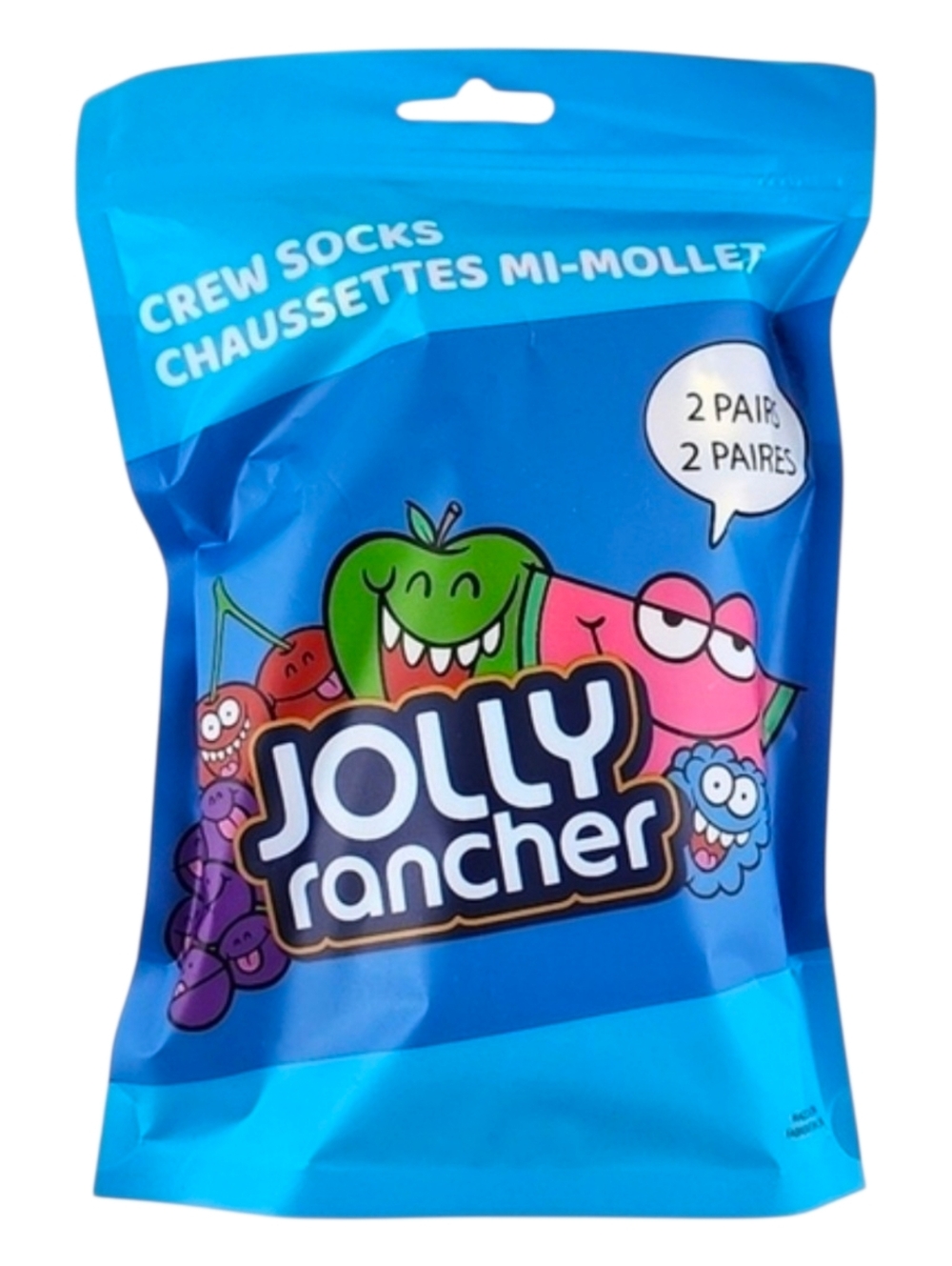 NWT Jolly Rancher 2 Pair Crew Socks Blue Candy Character Print Men's 8-12